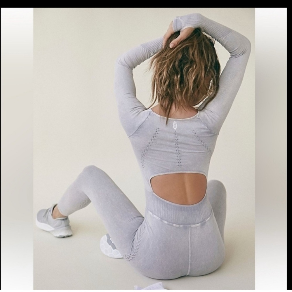 Free people movement Good Karma onesie ice Grey